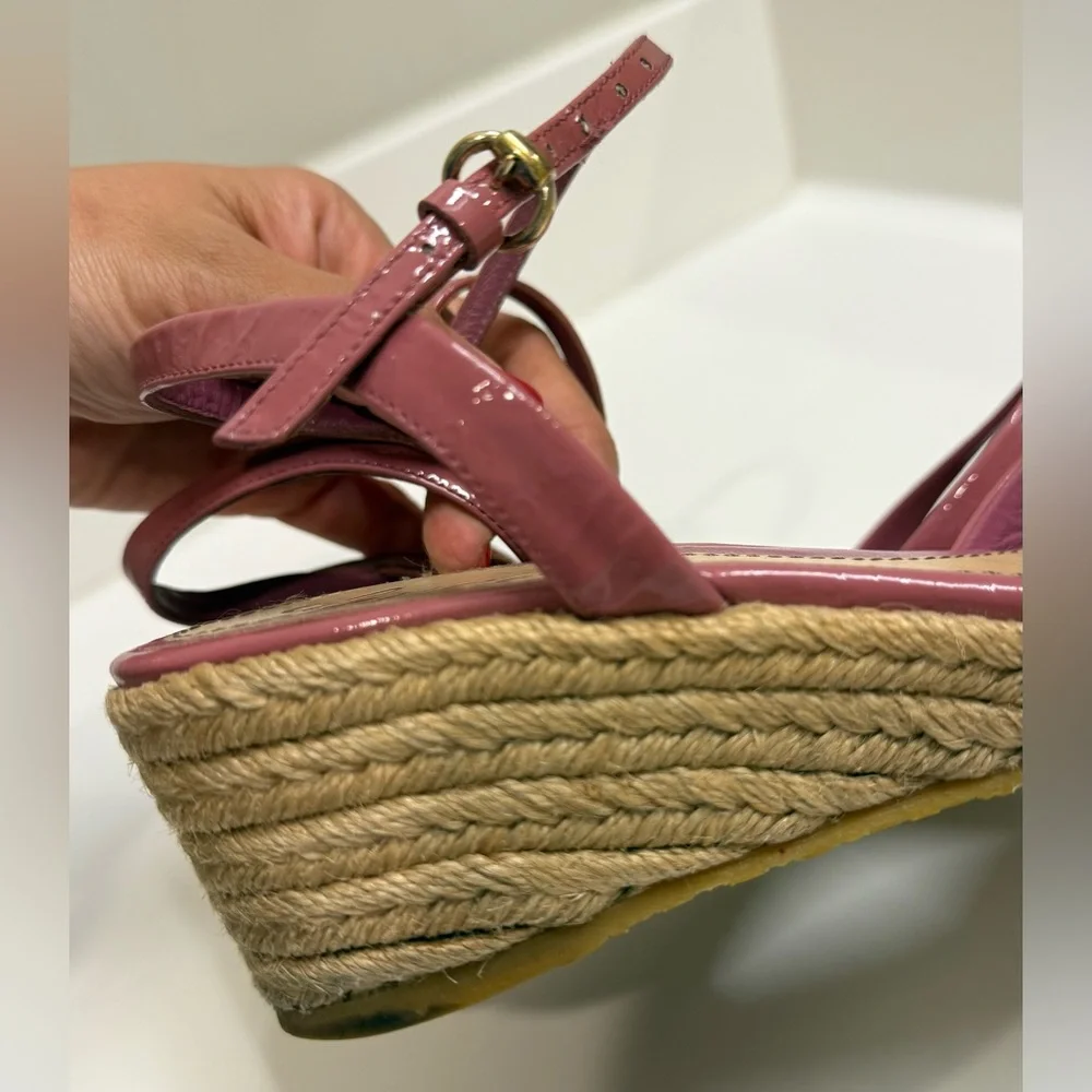 GUCCI Microguccissima Shine Low‎ Wedge Sandals, Size 6.5